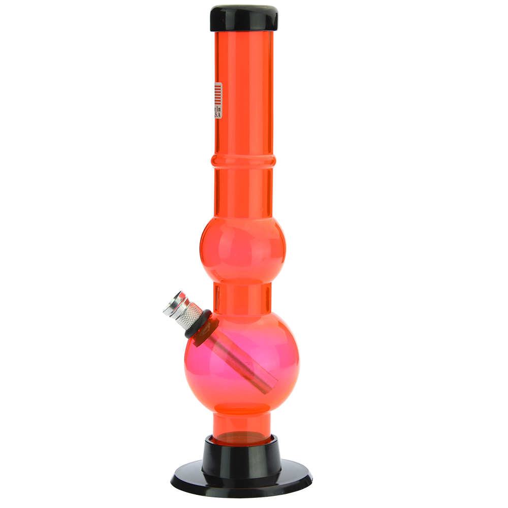 Acrylic Straight Double Bubble Bong with Maria | Orange - Side view 3