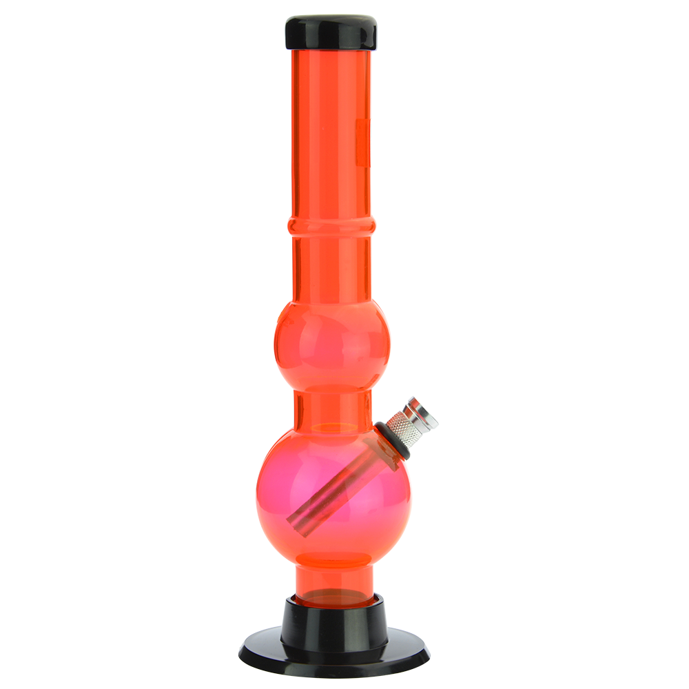 Acrylic Straight Double Bubble Bong with Maria | Orange - Side view 4