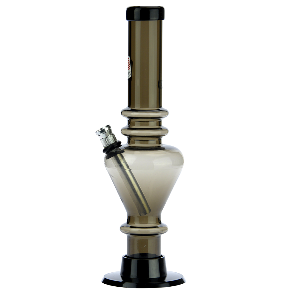 Acrylic Straight Vase Bong with Carb Hole and Marias | Black - Side view 3