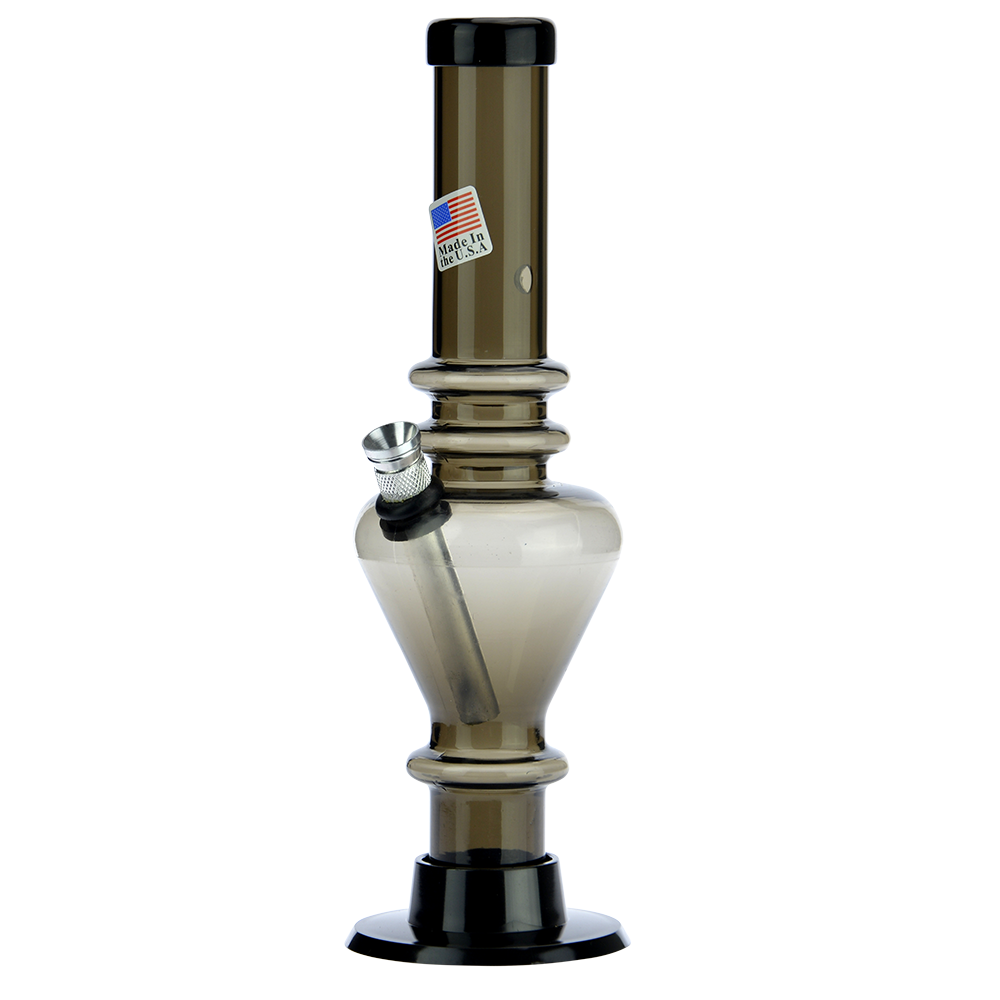 Acrylic Straight Vase Bong with Carb Hole and Marias | Black - Side view 2