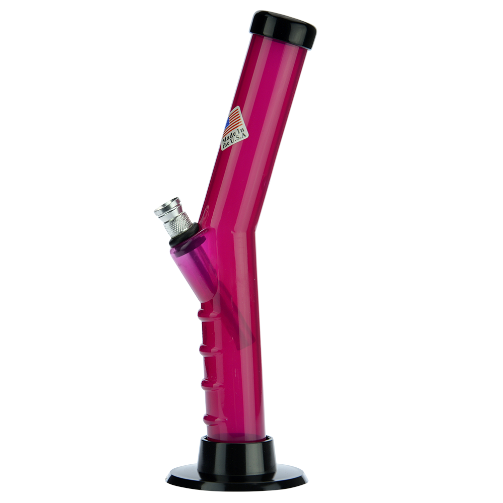 Acrylic Layback Bong with Raised Grip | Pink - Side view 3
