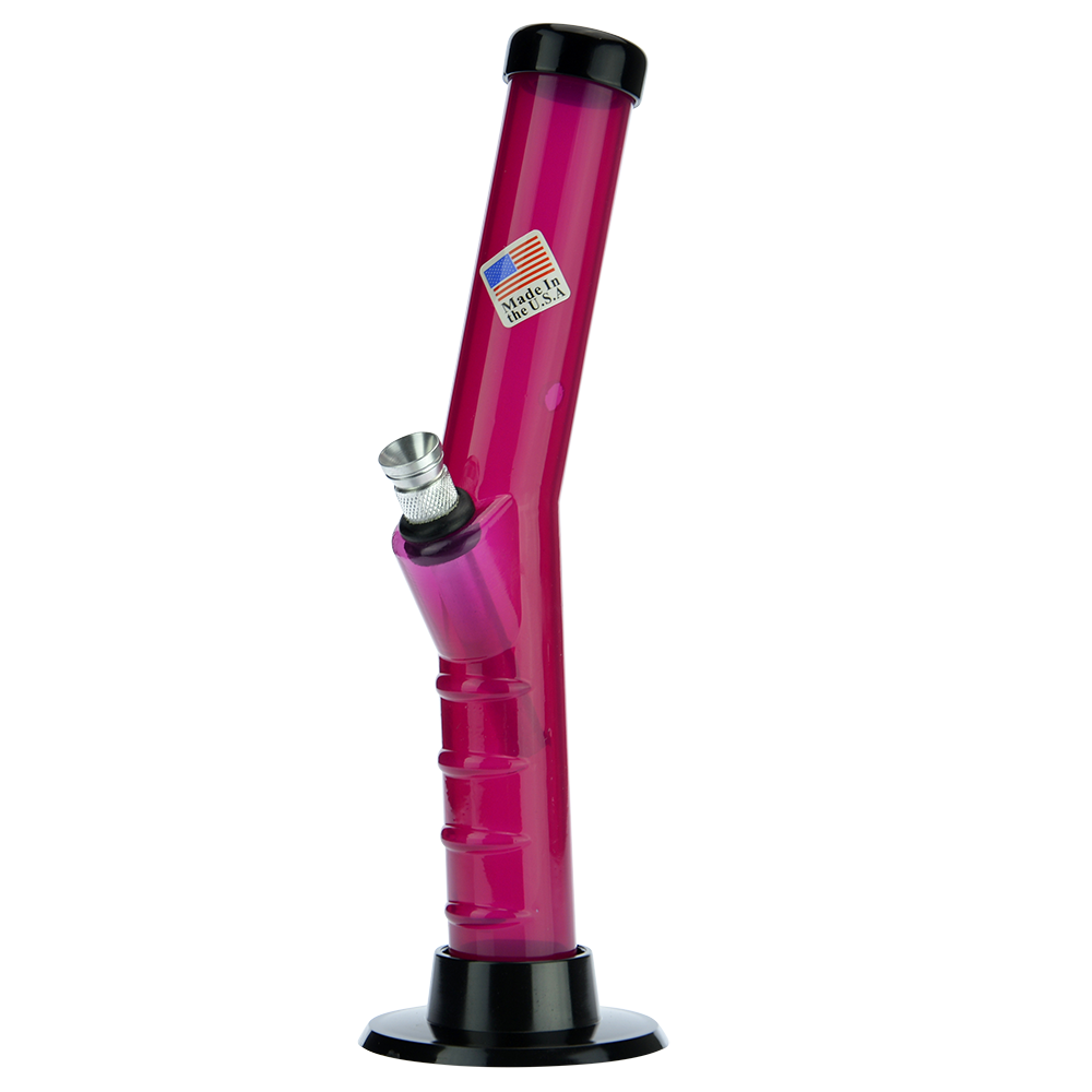 Acrylic Layback Bong with Raised Grip | Pink - Side view 2