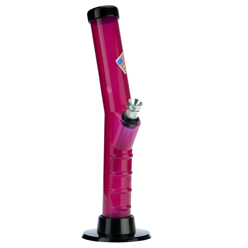 Acrylic Layback Bong with Raised Grip | Pink - Side view 1