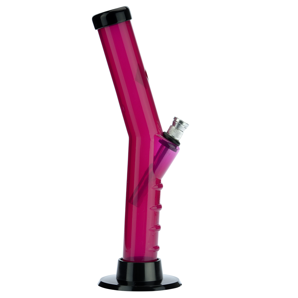 Acrylic Layback Bong with Raised Grip | Pink - Side view 4