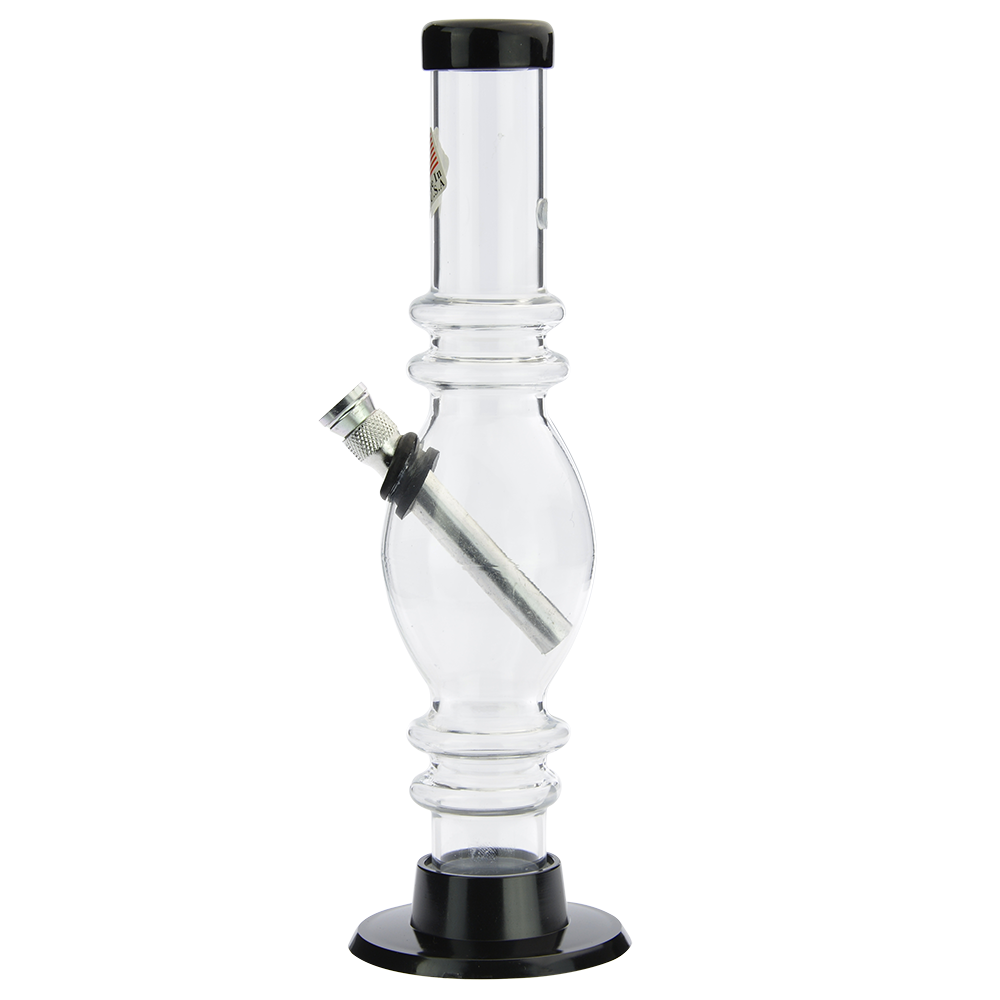 Acrylic Straight Tube Egg Bong with Marias | Clear - Side view 3
