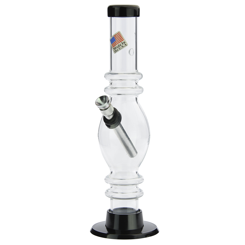 Acrylic Straight Tube Egg Bong with Marias | Clear - Side view 2