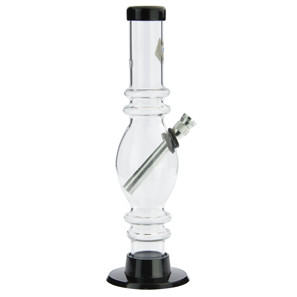 Acrylic Straight Tube Egg Bong with Marias | Clear - Side view 4