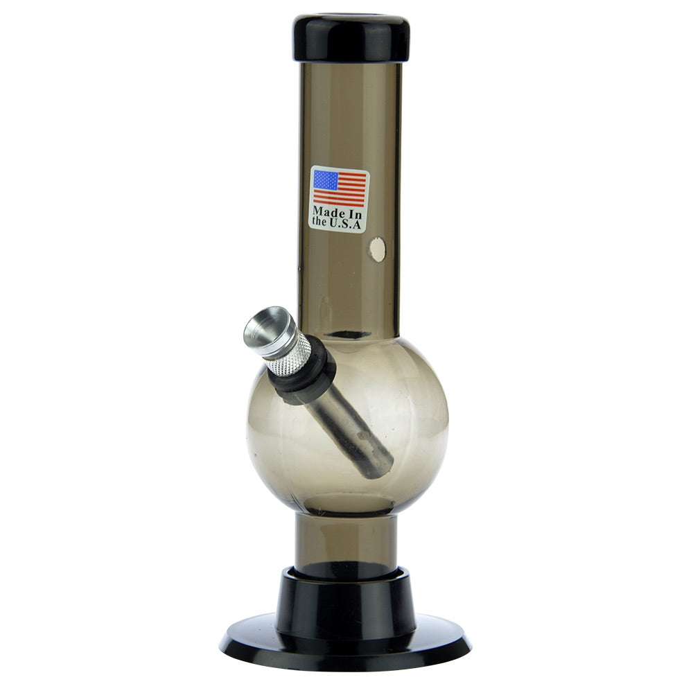 Acrylic Straight Bubble Base Mini Bong with Carb Hole | Black