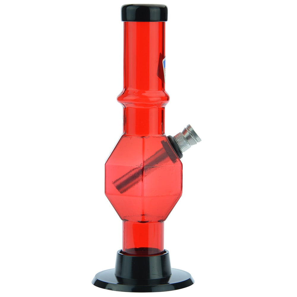 Acrylic Straight Tube Bubble Base Mini Bong with Maria | Red - Side View 4