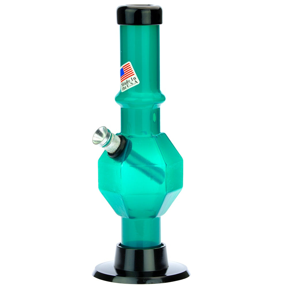 Acrylic Straight Tube Bubble Base Mini Bong with Maria | Teal