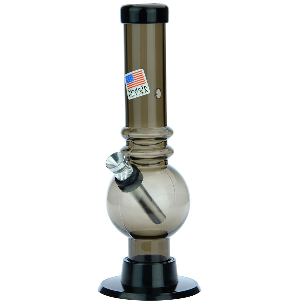 Acrylic Straight Bubble Base Mini Bong with Marias | Black - Side View 2