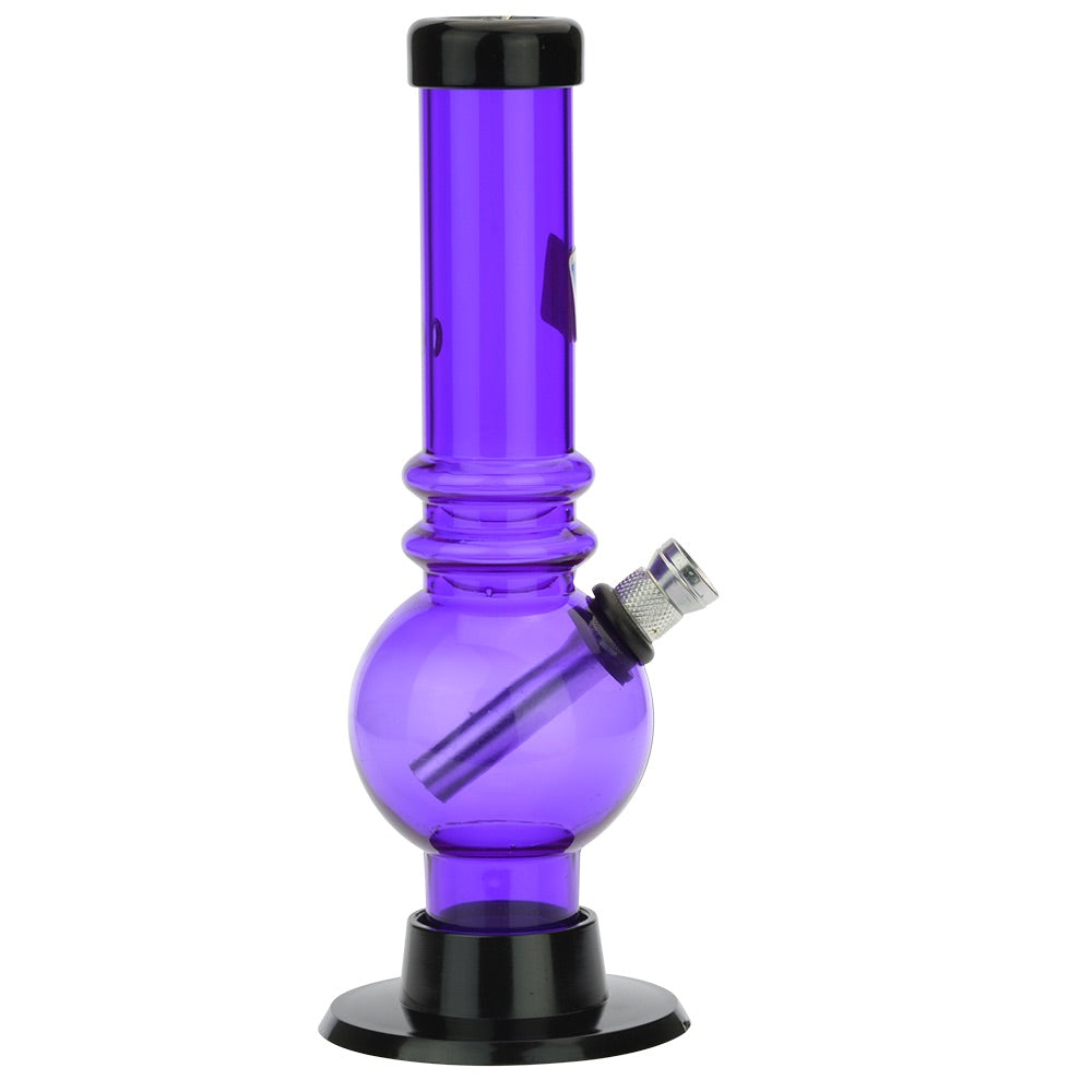 Acrylic Straight Bubble Base Mini Bong with Marias | Purple