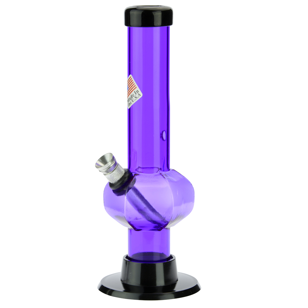Acrylic Straight Tube Bubble Base Mini Bong | Purple