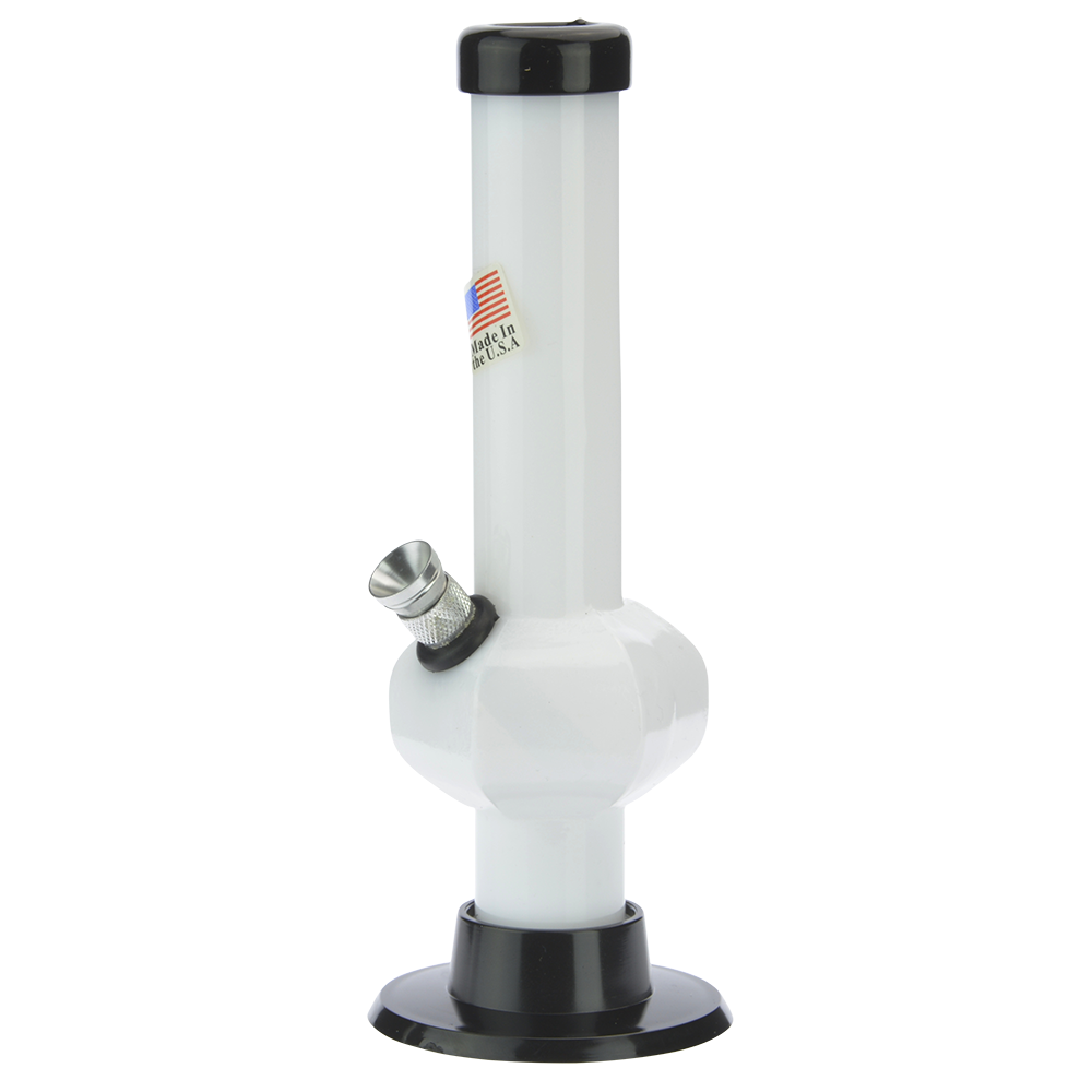 Acrylic Straight Tube Bubble Base Mini Bong | White