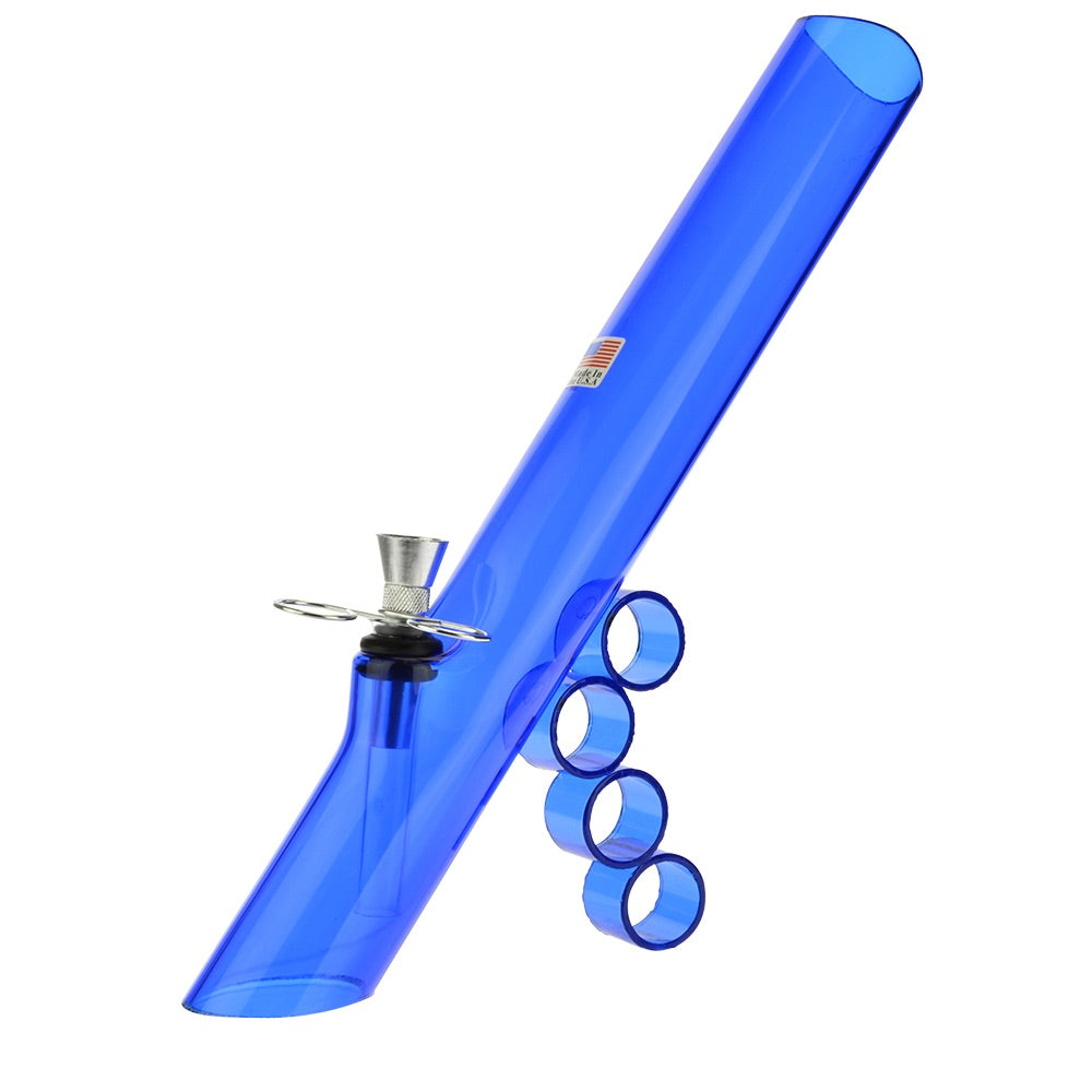Acrylic Mini Grip Bong with Flat Base and Finger Grips | Blue - Side View 1