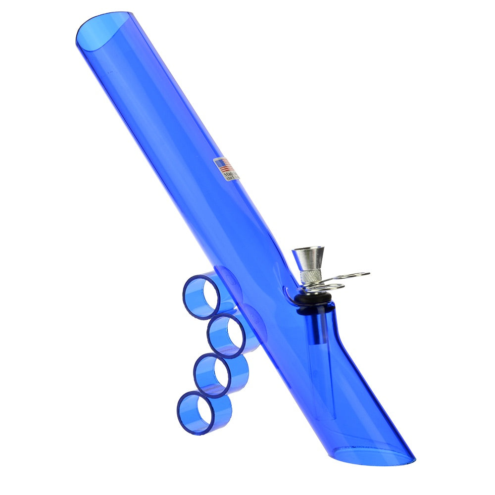 Acrylic Mini Grip Bong with Flat Base and Finger Grips | Blue - Side View 3