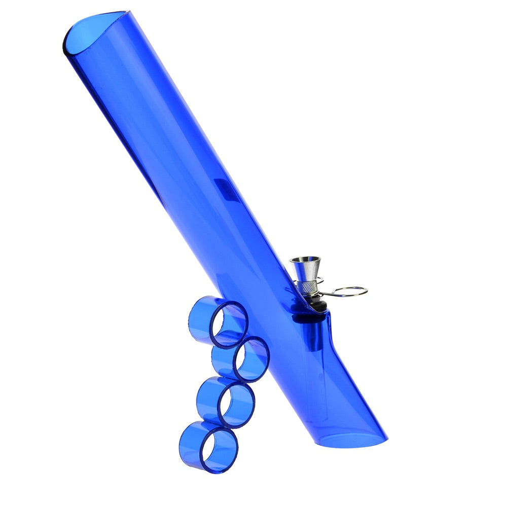 Acrylic Mini Grip Bong with Flat Base and Finger Grips | Blue - Side View 2