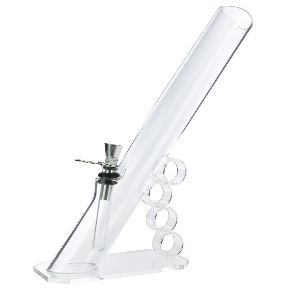 Acrylic Mini Grip Bong with Flat Base and Finger Grips | Clear