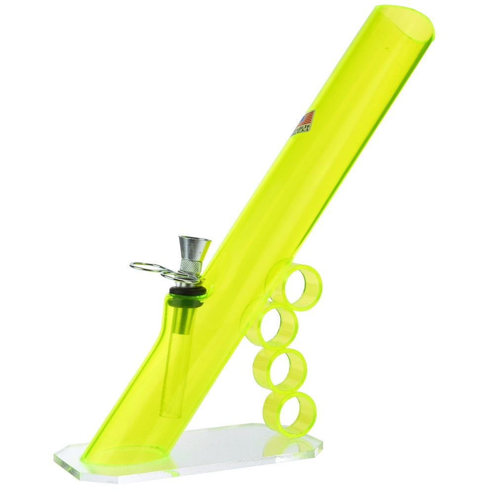 Acrylic Mini Grip Bong with Flat Base and Finger Grips | Yellow