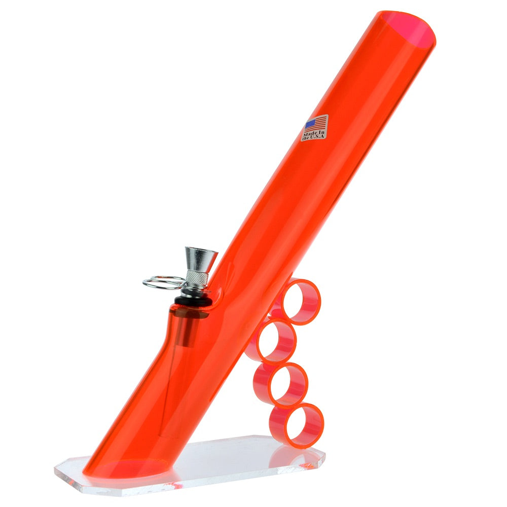 Acrylic Mini Grip Bong with Flat Base and Finger Grips | Orange
