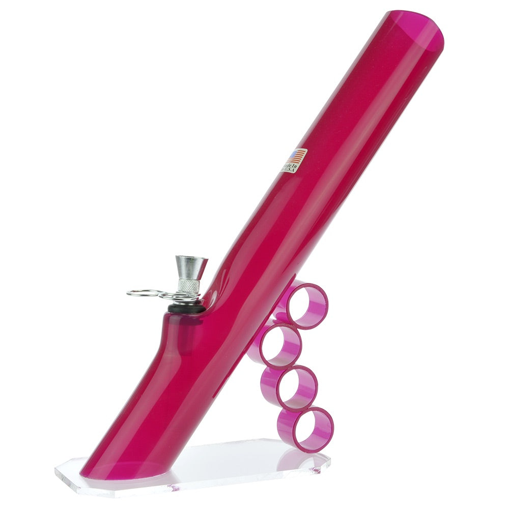 Acrylic Mini Grip Bong with Flat Base and Finger Grips | Pink