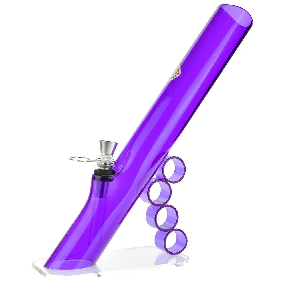 Acrylic Mini Grip Bong with Flat Base and Finger Grips | Purple