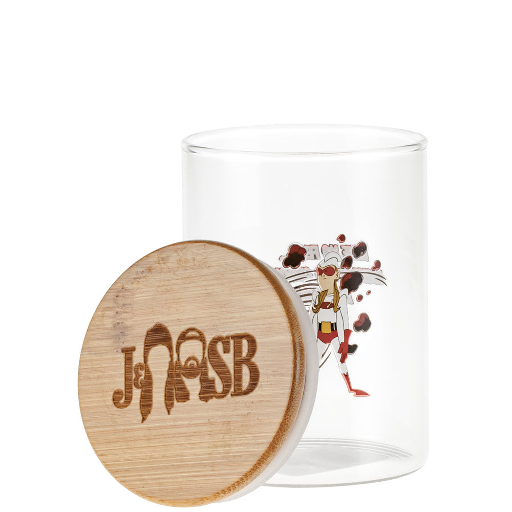 Jay and Silent Bob Glass Stash Jar | Bluntman and Chronic | Medium - Lid Off