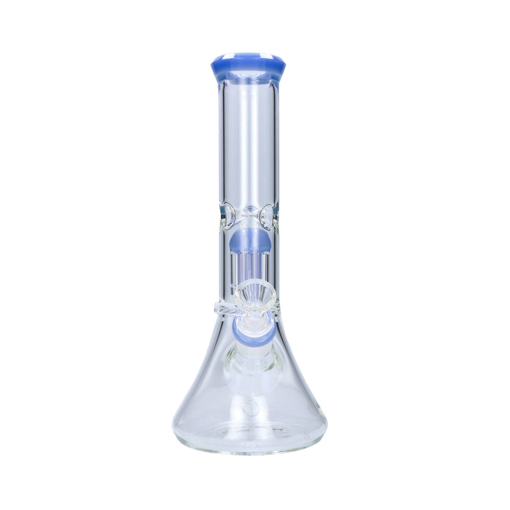 Beaker Base Ice Bong with 4-Arm Tree Perc | 12 Inches | Milky blue - Front View