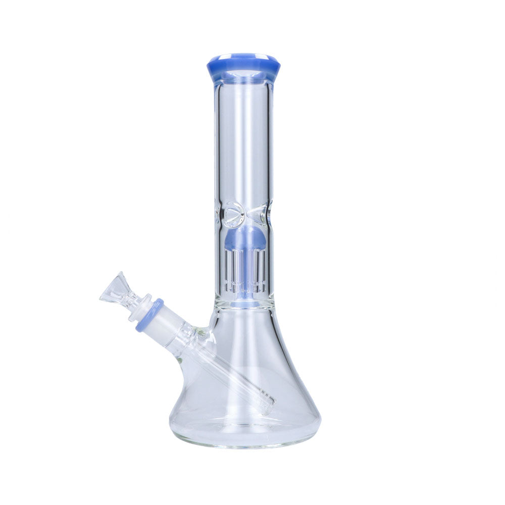 Beaker Base Ice Bong with 4-Arm Tree Perc | 12 Inches | Milky blue - Side View 3