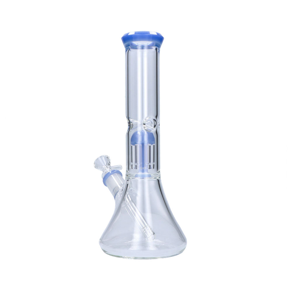 Beaker Base Ice Bong with 4-Arm Tree Perc | 12 Inches | Milky blue - Back View 