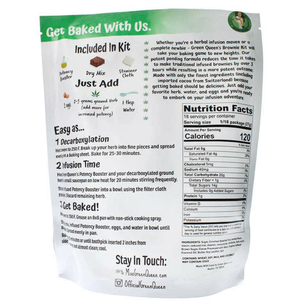 Green Queen Herbal Infusion Brownie Kit with Potency Booster | back view