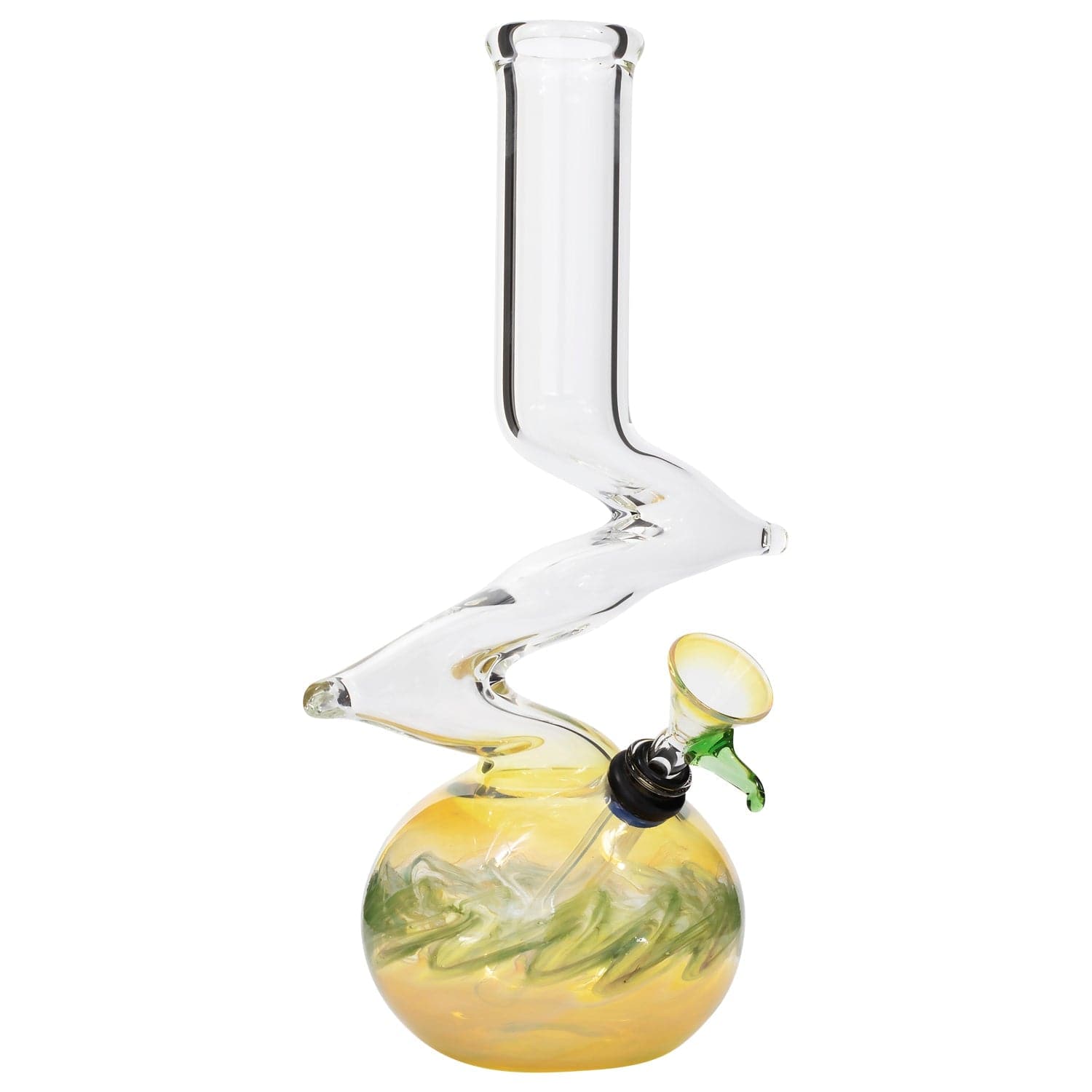 A front view of the 10" Zong Bubble Base Bong, showcasing its rounded base and clear glass construction.