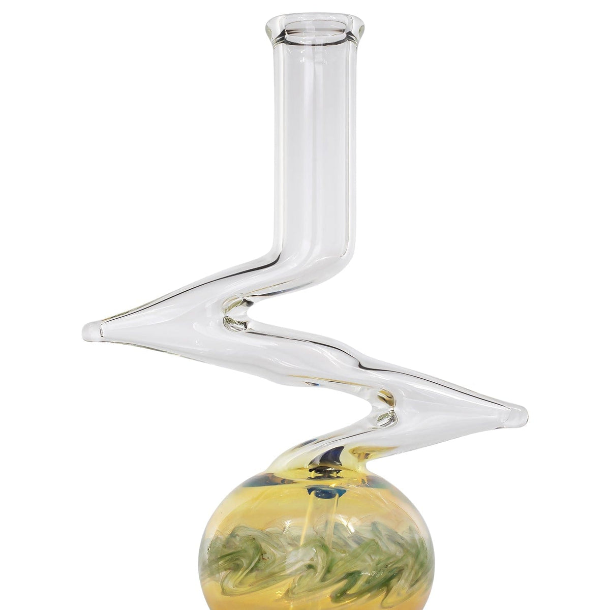 A front view of the 10" Zong Bubble Base Bong, showcasing its clear glass construction and rounded base.