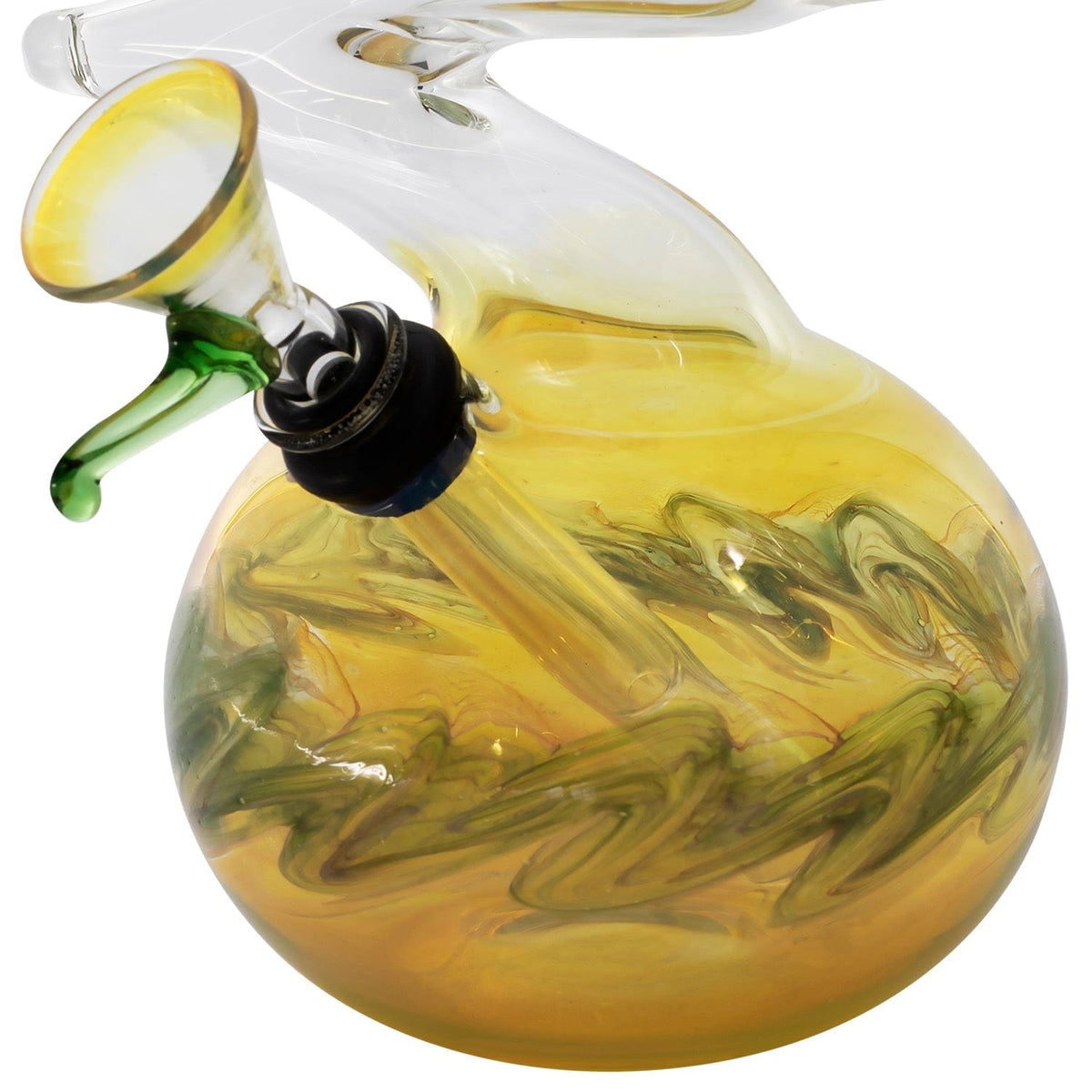 A front view of the 10" Zong Bubble Base Bong, showcasing its rounded glass base and curved neck.