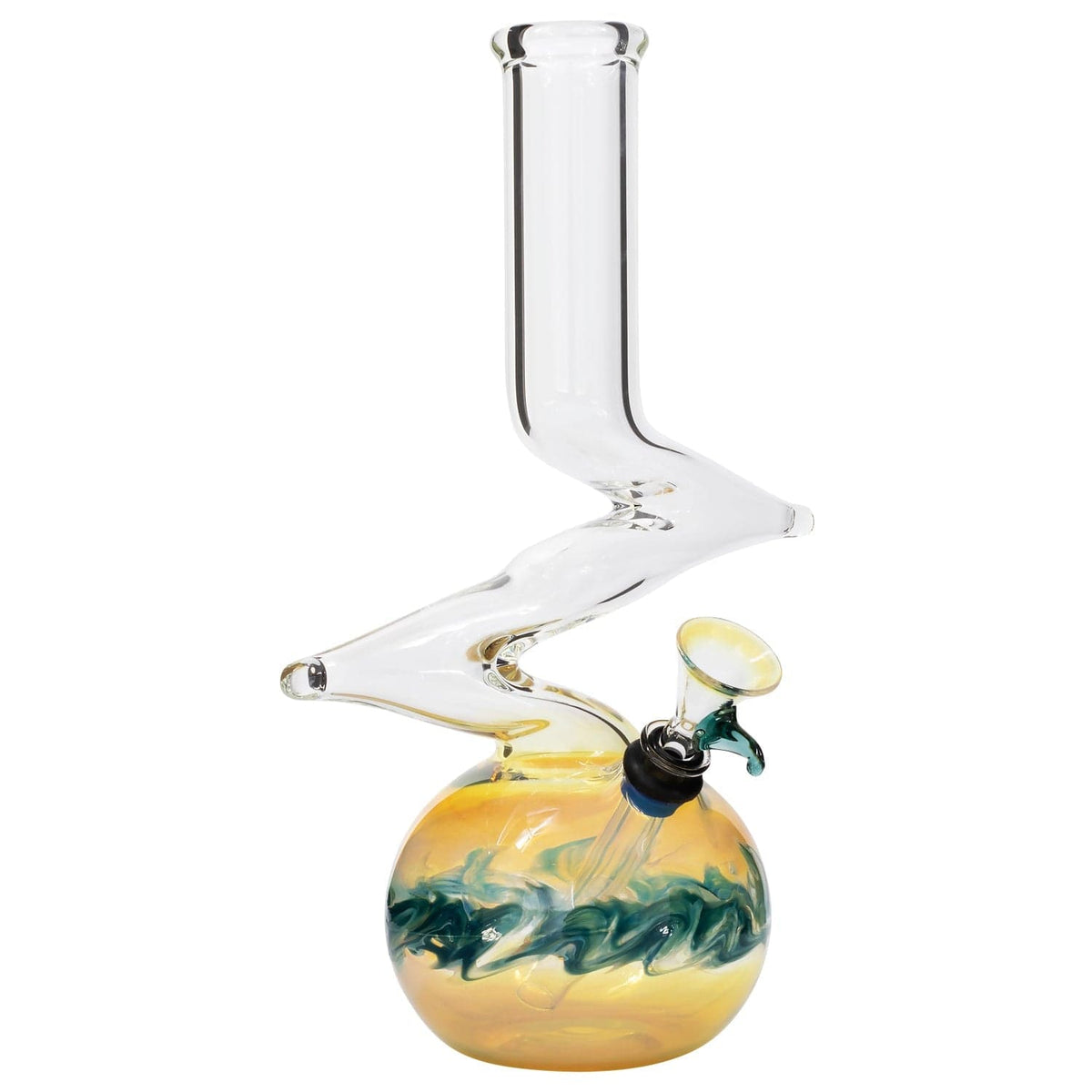 A front view of the 10" Zong Bubble Base Bong, showcasing its rounded base and clear glass construction.