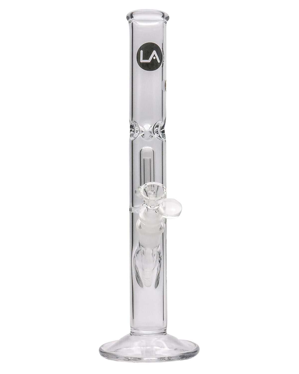 Front view of the 12" Clear Single UFO Showerhead Perc Straight Tube, showing a clear glass tube with a showerhead perc visible inside.