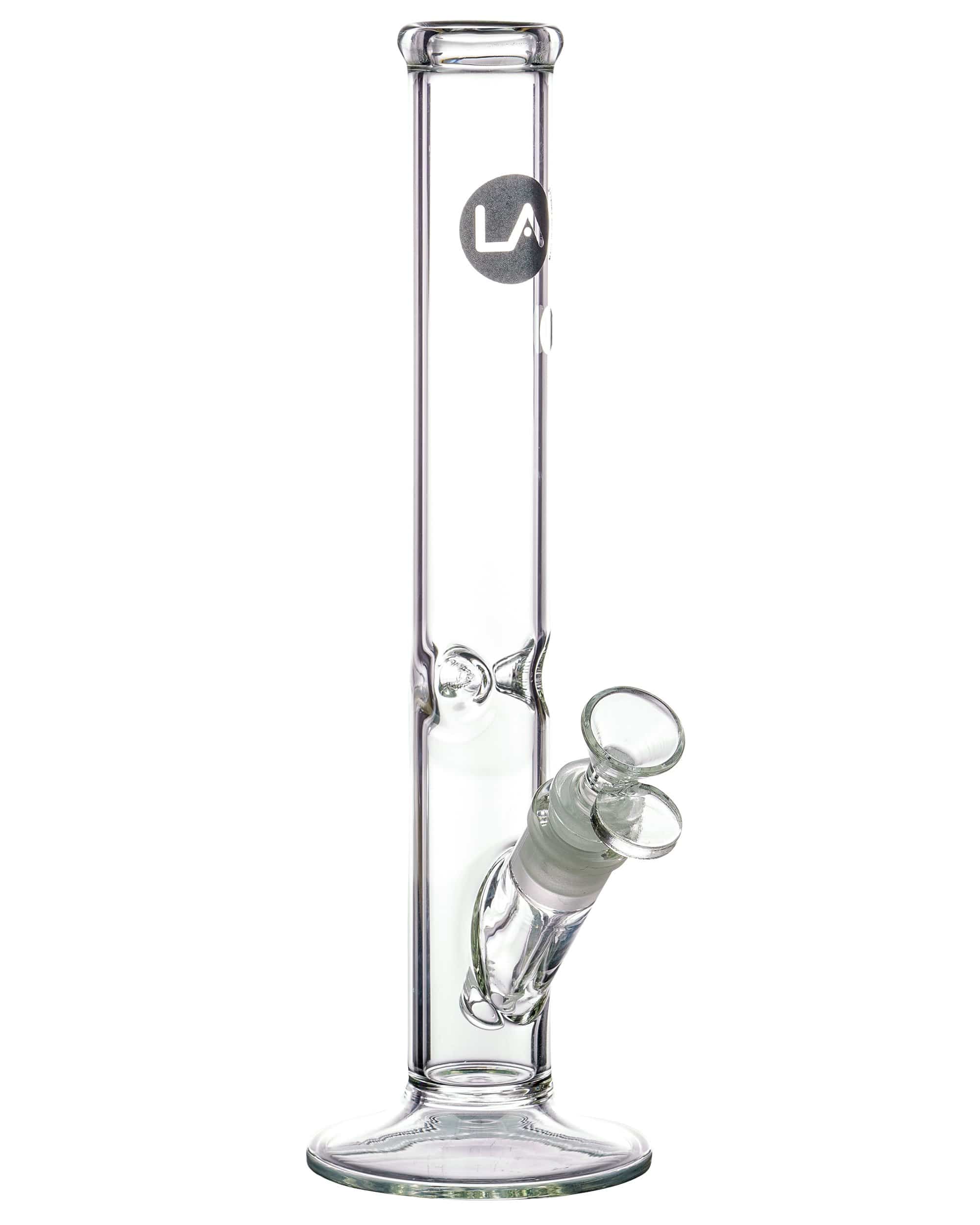 A front view of the 12" Clear Straight Tube, showing the clear glass construction and simple cylindrical shape.
