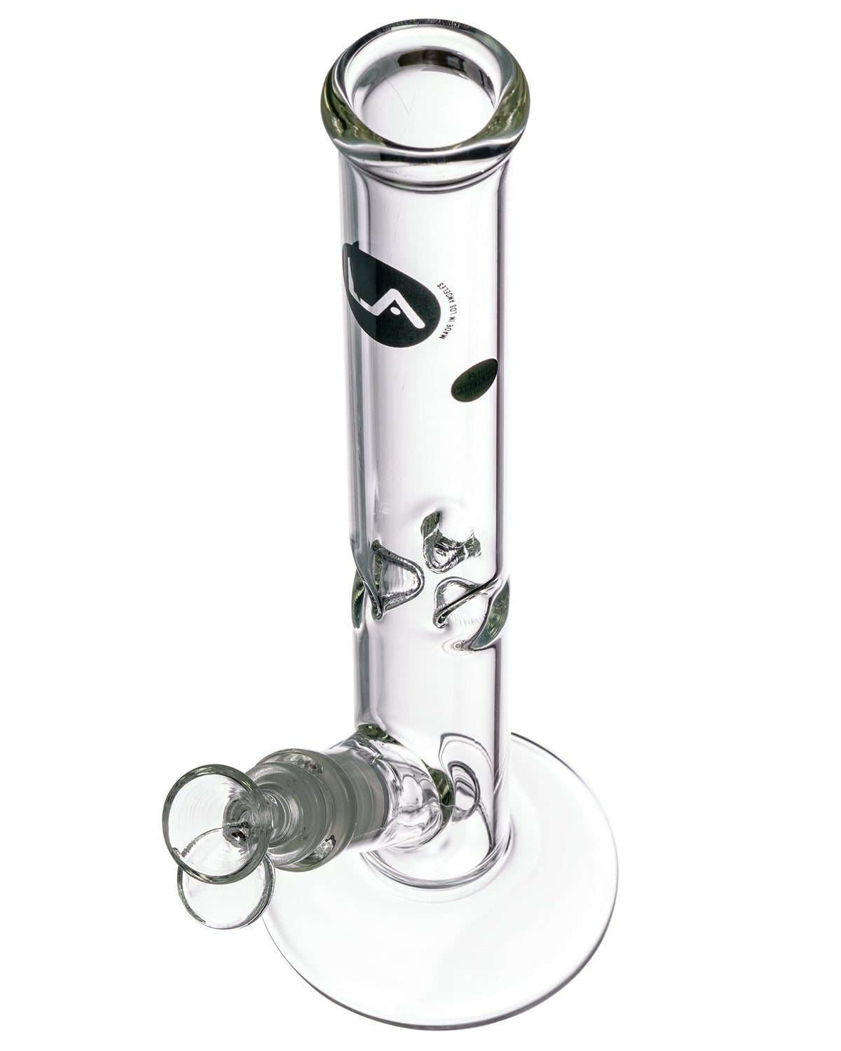 A studio shot of the 12" Clear Straight Tube, showcasing its simple cylindrical shape and clear glass construction.