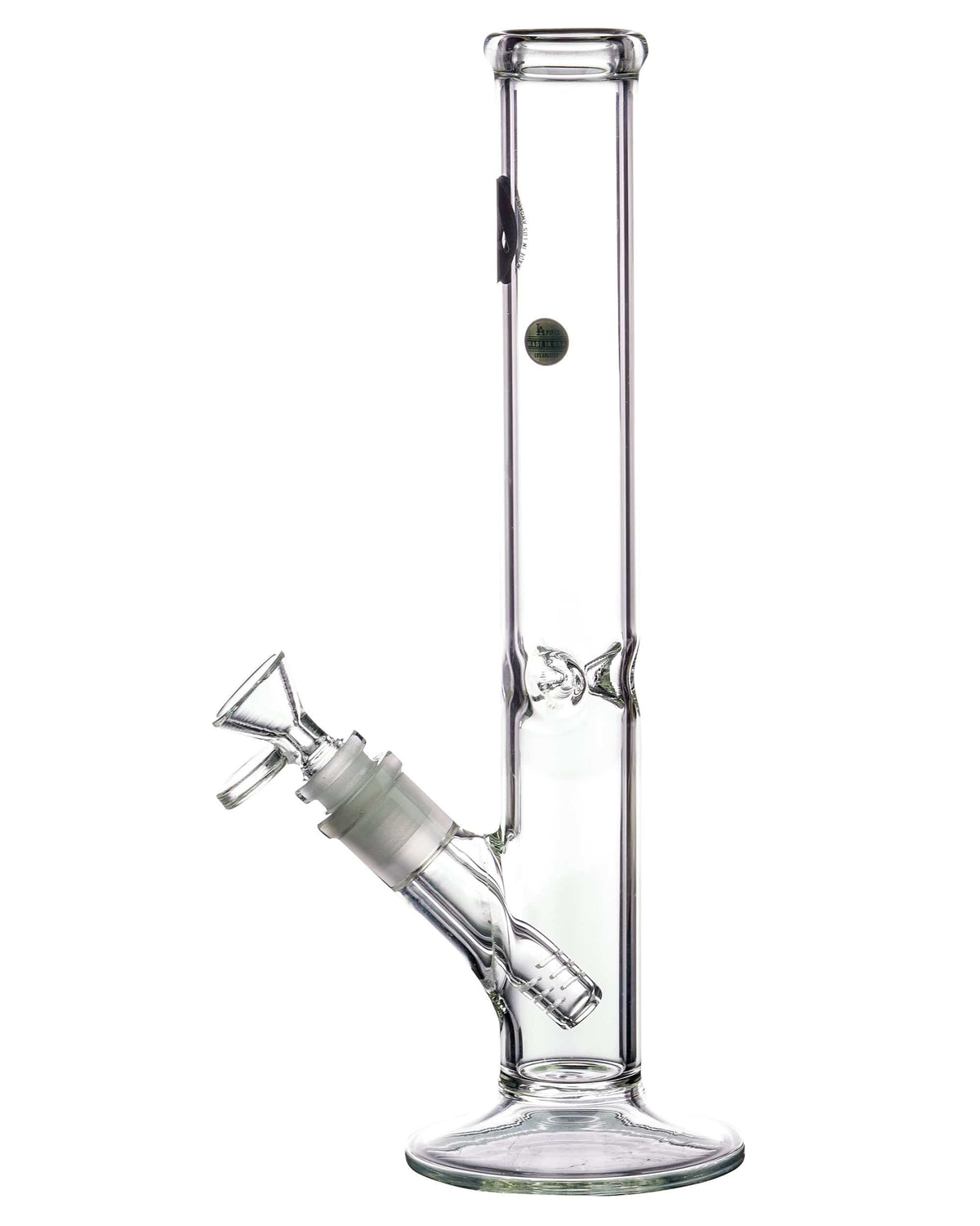 A straight-on view of the 12" Clear Straight Tube, showcasing its simple glass construction and cylindrical shape.