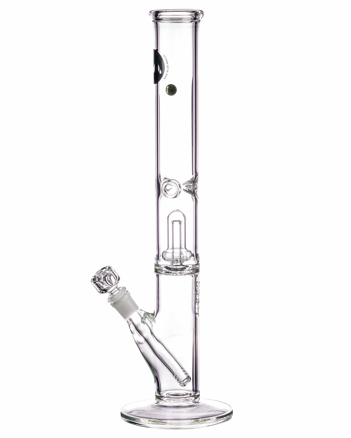 Front view of the 16" Clear UFO Showerhead Perc Straight Tube, showing a tall, clear glass tube with a flared showerhead perc visible inside.