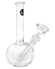 Front view of the 8" Bubble Beaker Waterpipe, showcasing the clear glass construction and rounded beaker shape.