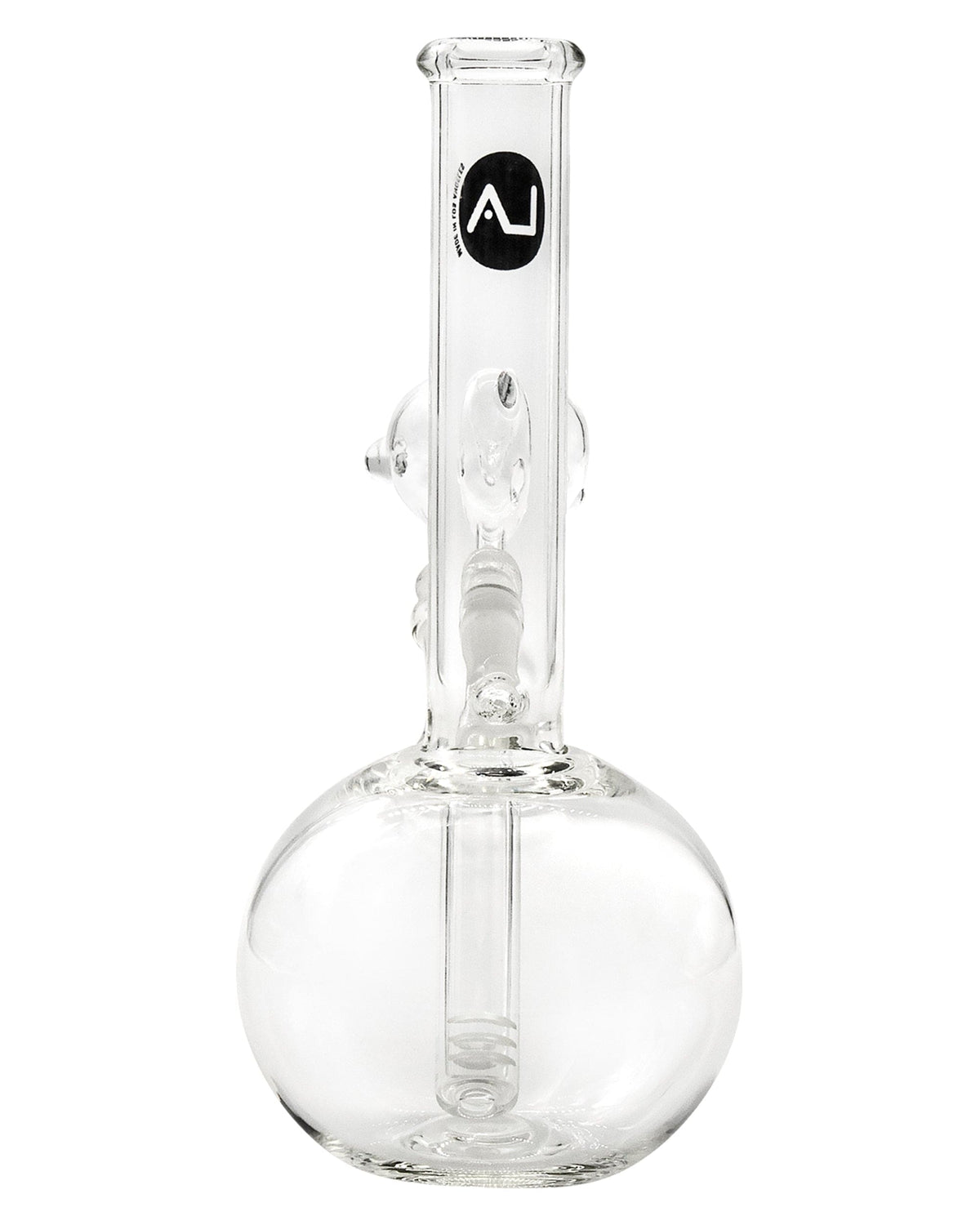 Front view of the 8" Bubble Beaker Waterpipe, a clear glass water pipe with a classic beaker shape.