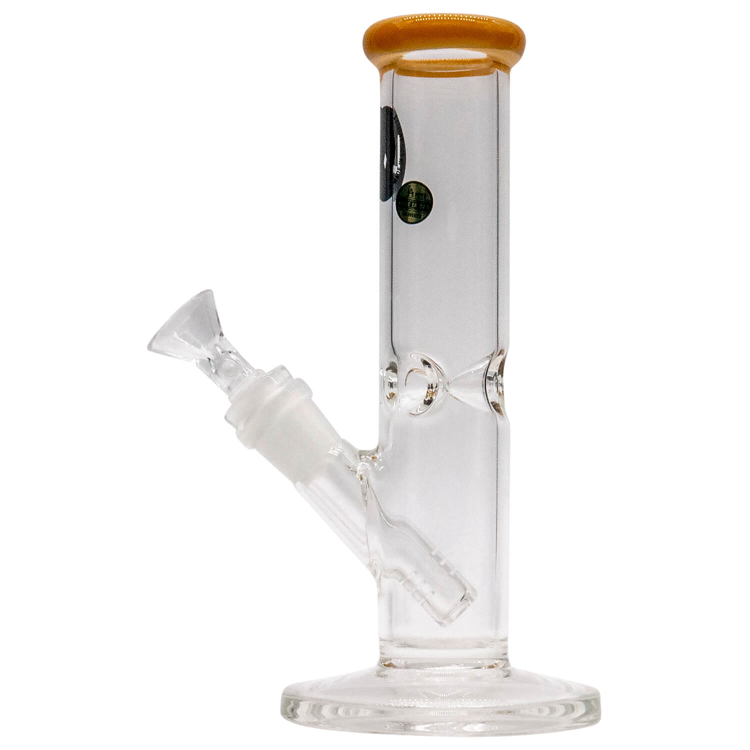 Front view of the 8" Straight Shooter Bong, a clear glass piece with a simple cylindrical shape and visible joint.