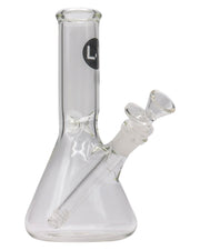 Front view of the 8" Thick Glass Beaker Waterpipe, showcasing its clear glass construction and simple conical shape.
