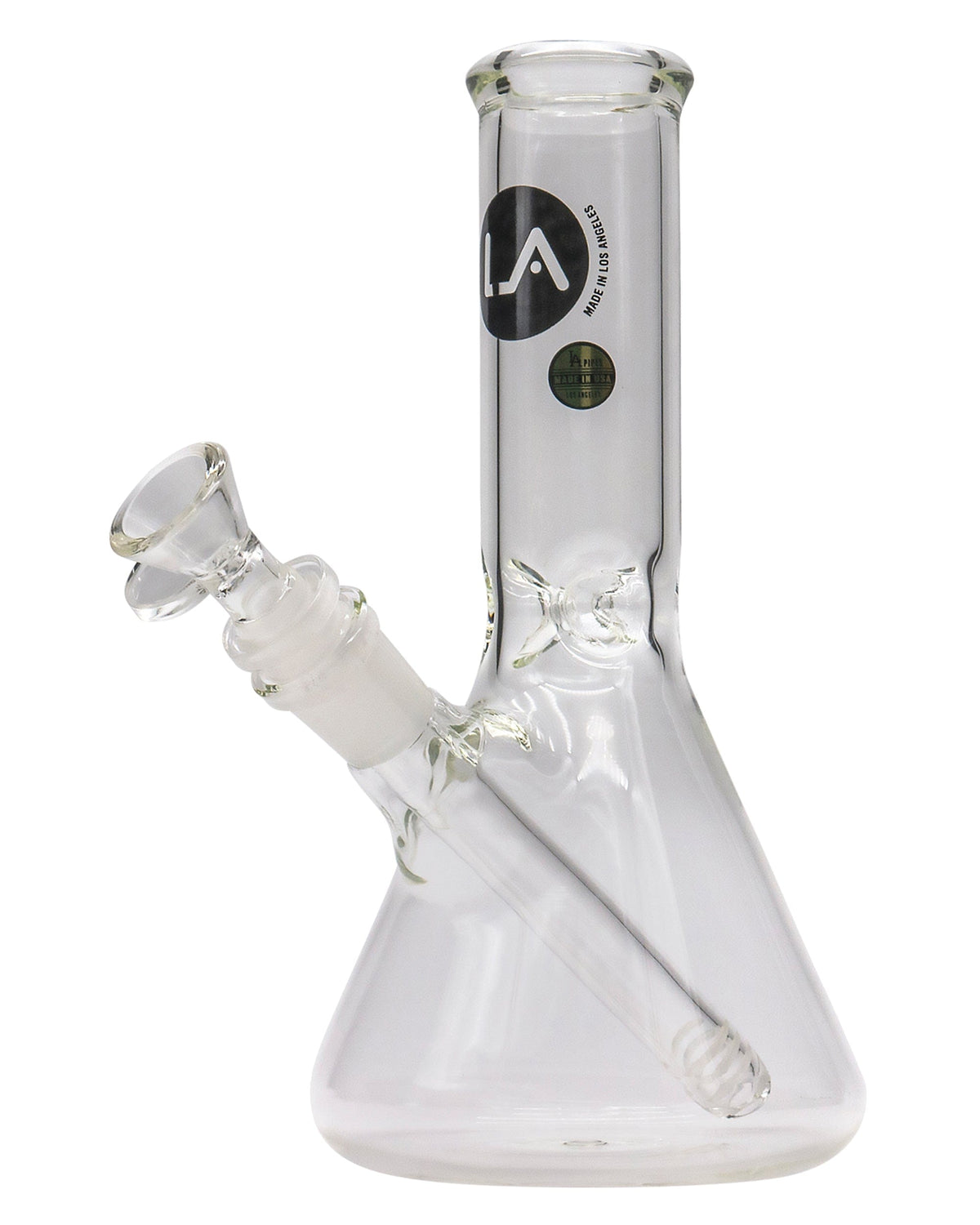 Front view of the 8" Thick Glass Beaker Waterpipe, showcasing its clear glass construction and simple beaker shape.
