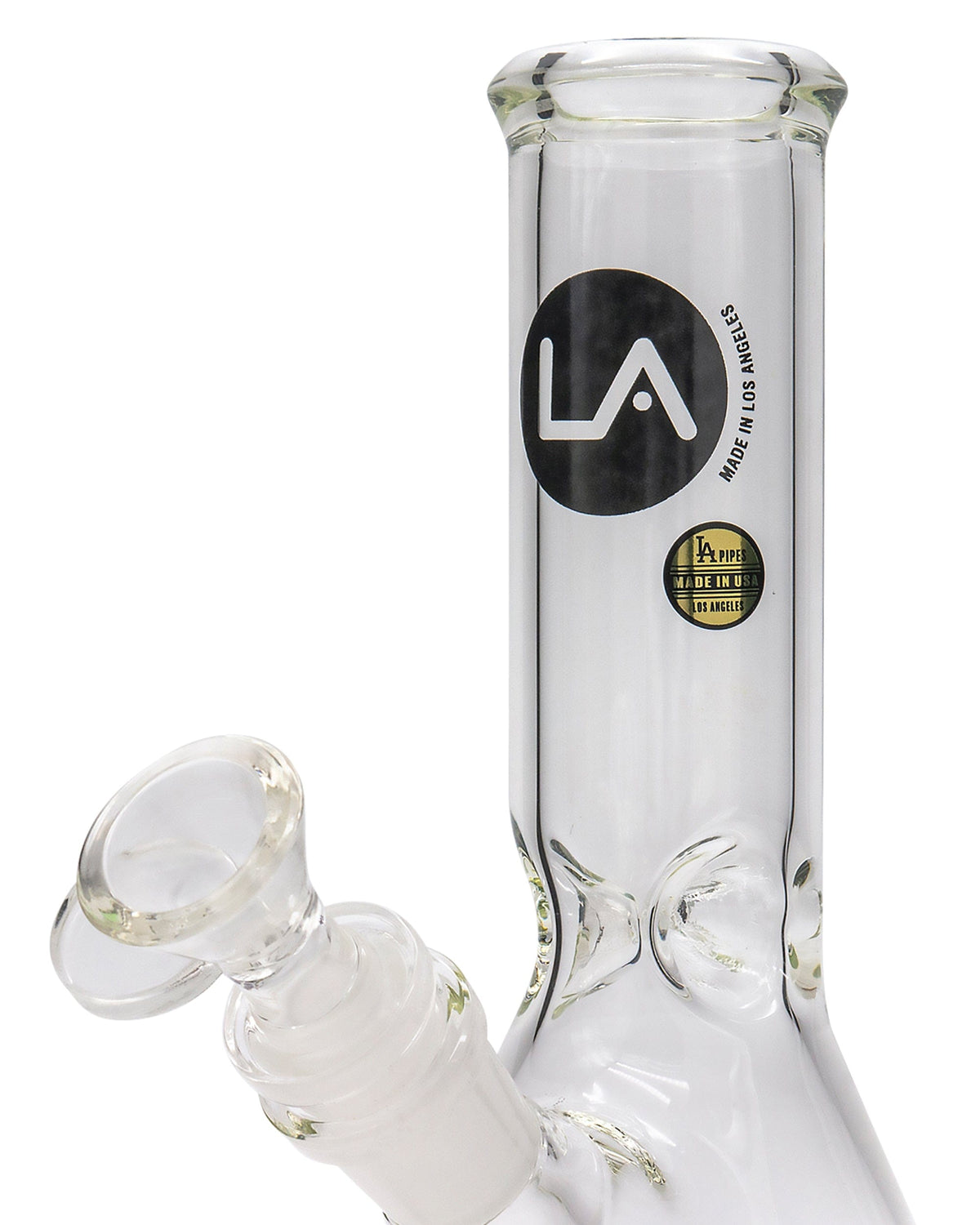 A front view of the 8" Thick Glass Beaker Waterpipe, showing the clear glass construction and simple beaker shape.