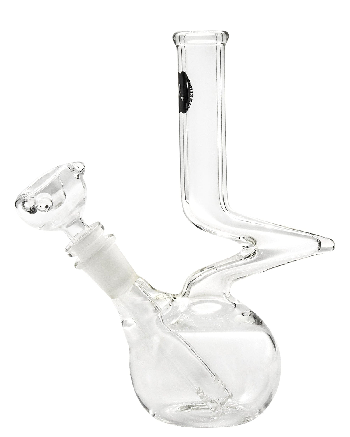 A studio shot of the 8" Zong Bubble Beaker, showcasing its clear glass construction and simple beaker shape against a white background.