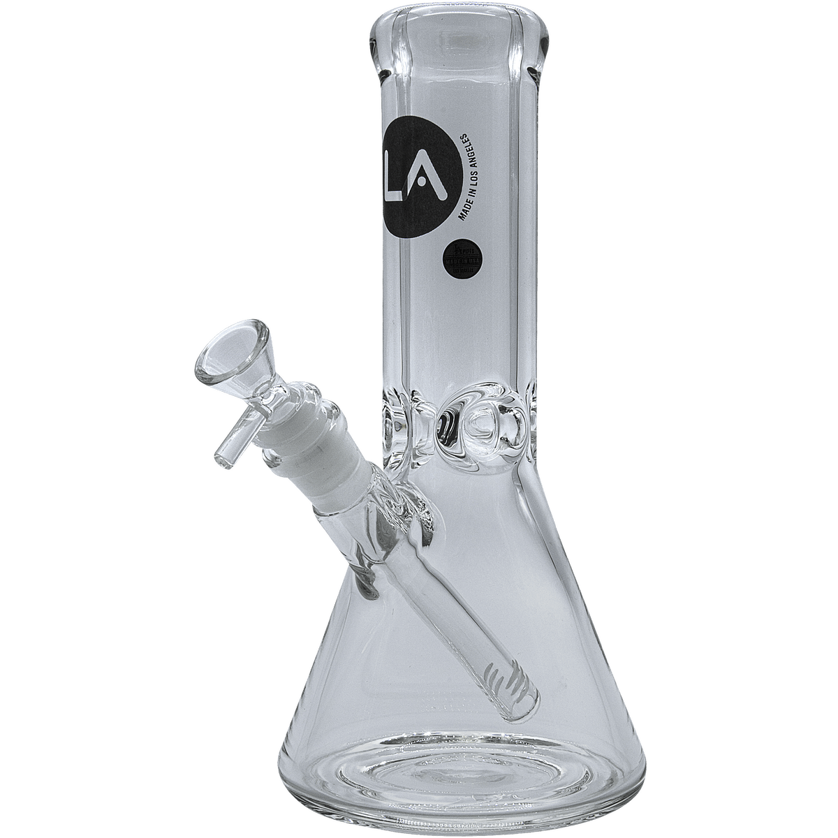 Front view of the Agent Stout 9mm Thick Beaker Bong, showcasing the clear glass beaker shape and simple design.