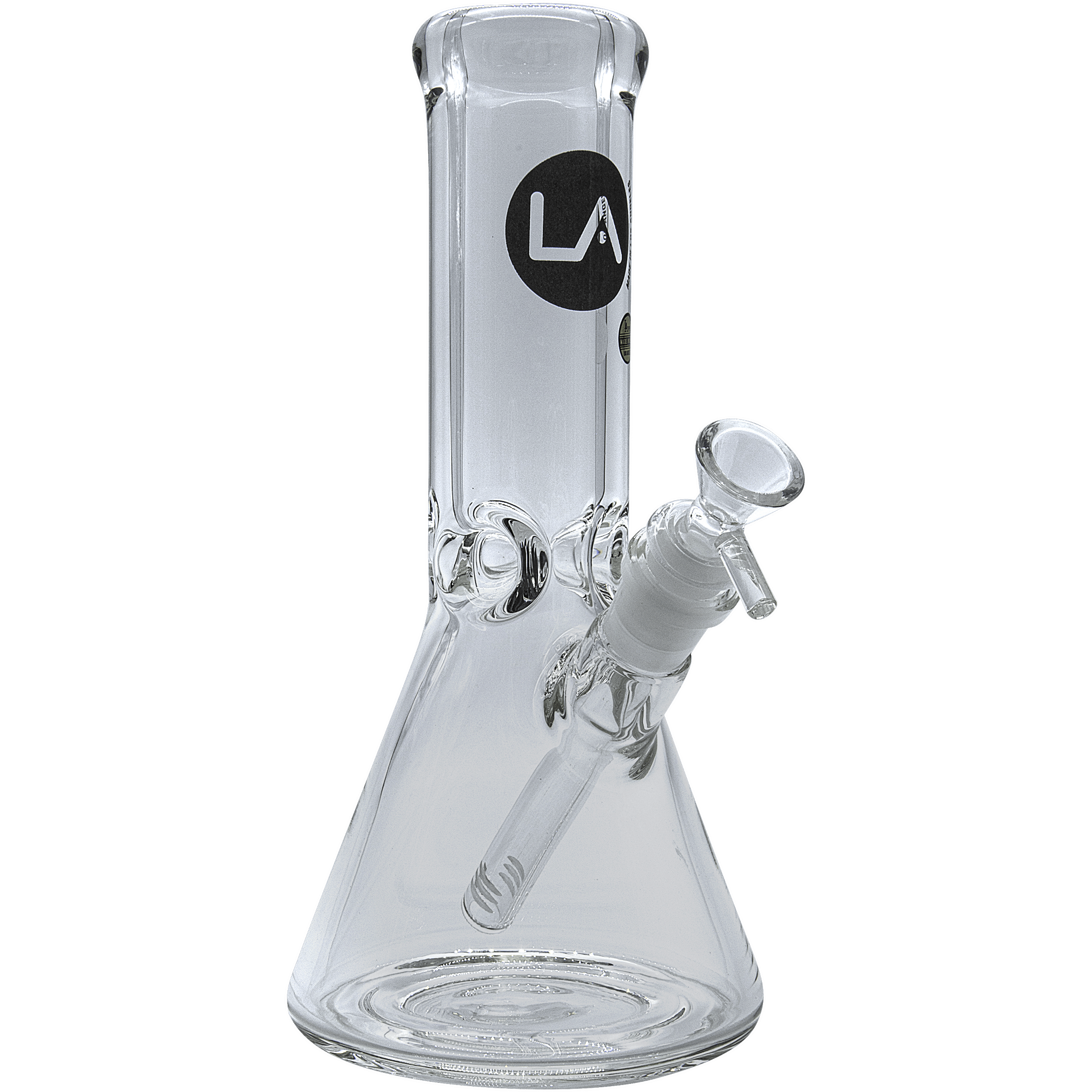 A front view of the Agent Stout 9mm Thick Beaker Bong, showing the clear glass beaker shape and simple design.