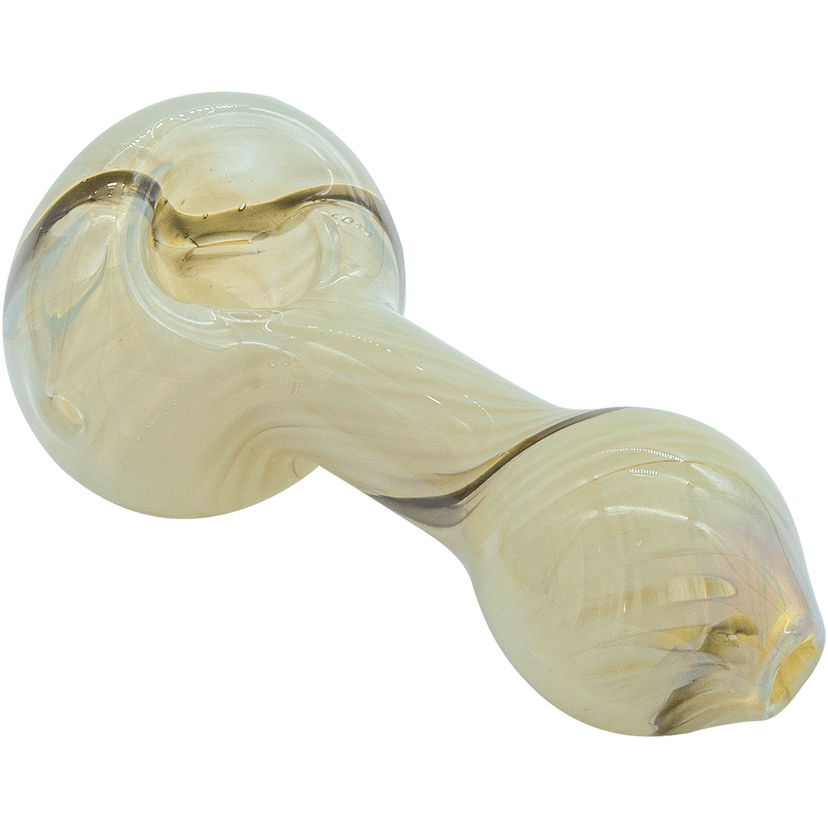 A side view of the Bone White Color Spoon Pipe, showing its curved shape and smooth, translucent material.